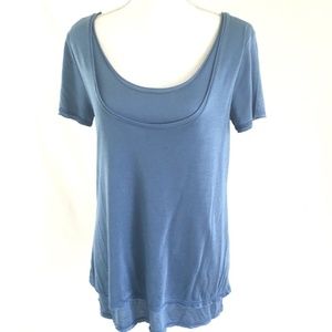NWT Montagne Blue Short Sleeve Layered Top